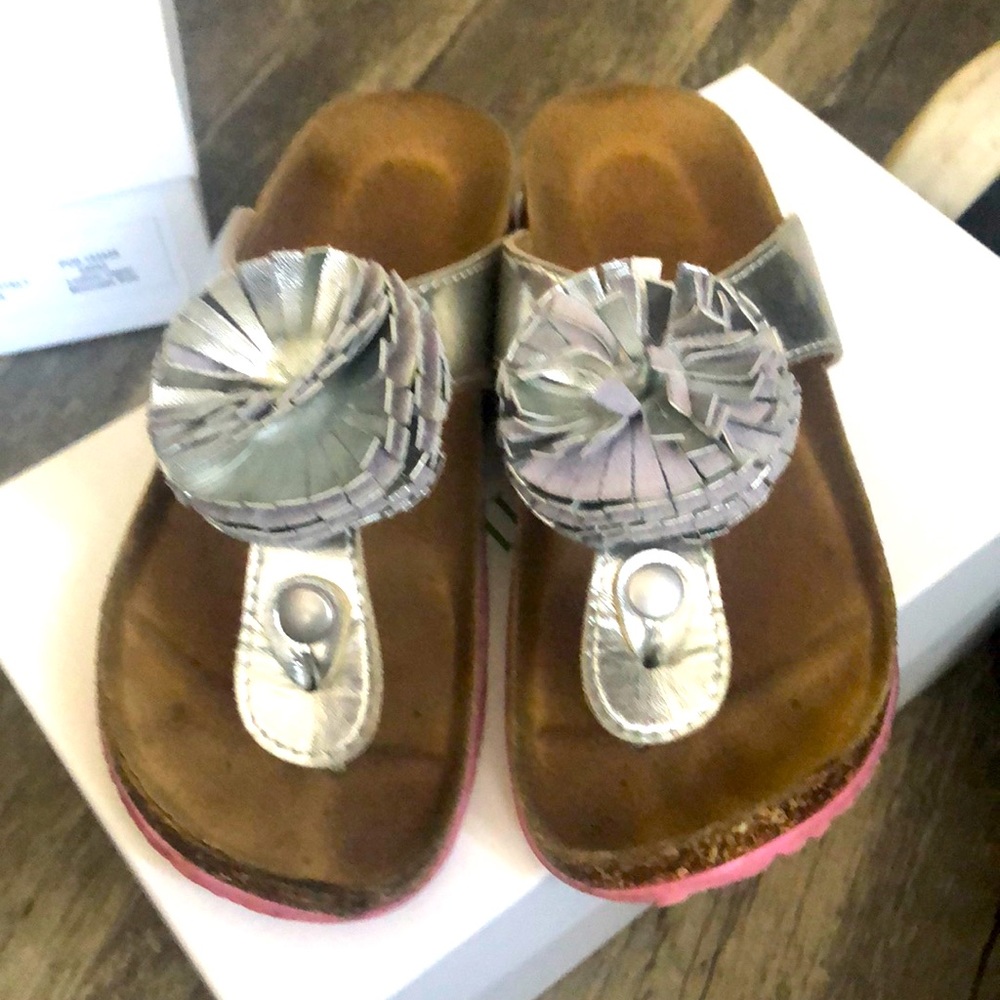 Garnet Hill silver leather sandals